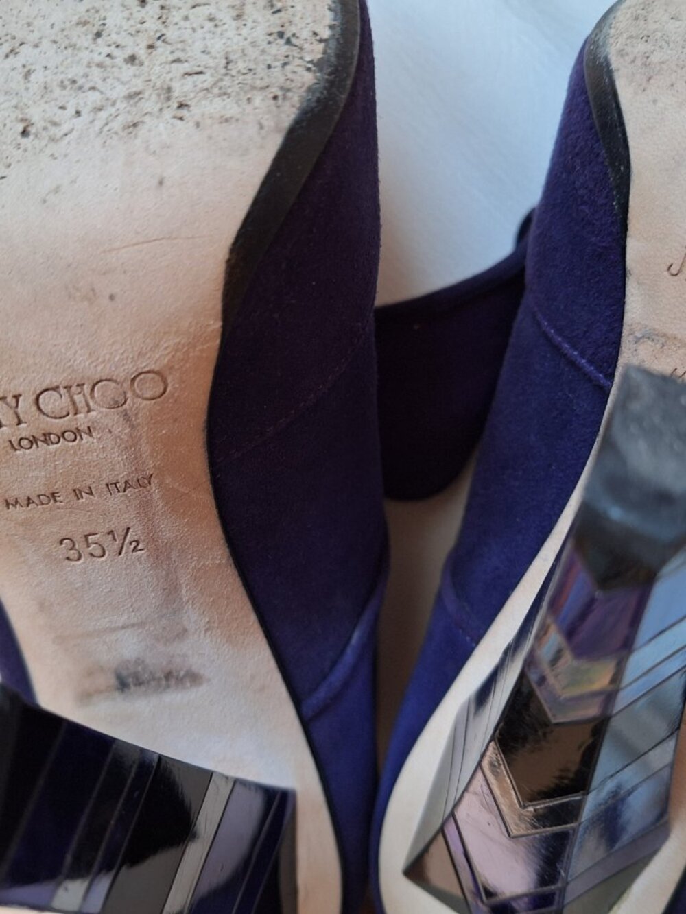 Jimmy Choo Colorblock heel purple suede booties - Picture 2 of 16